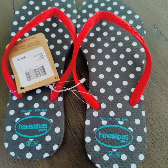 NWT - HAVAIANAS Slim Flip Flop, Polka Dot - Picture 3 of 5